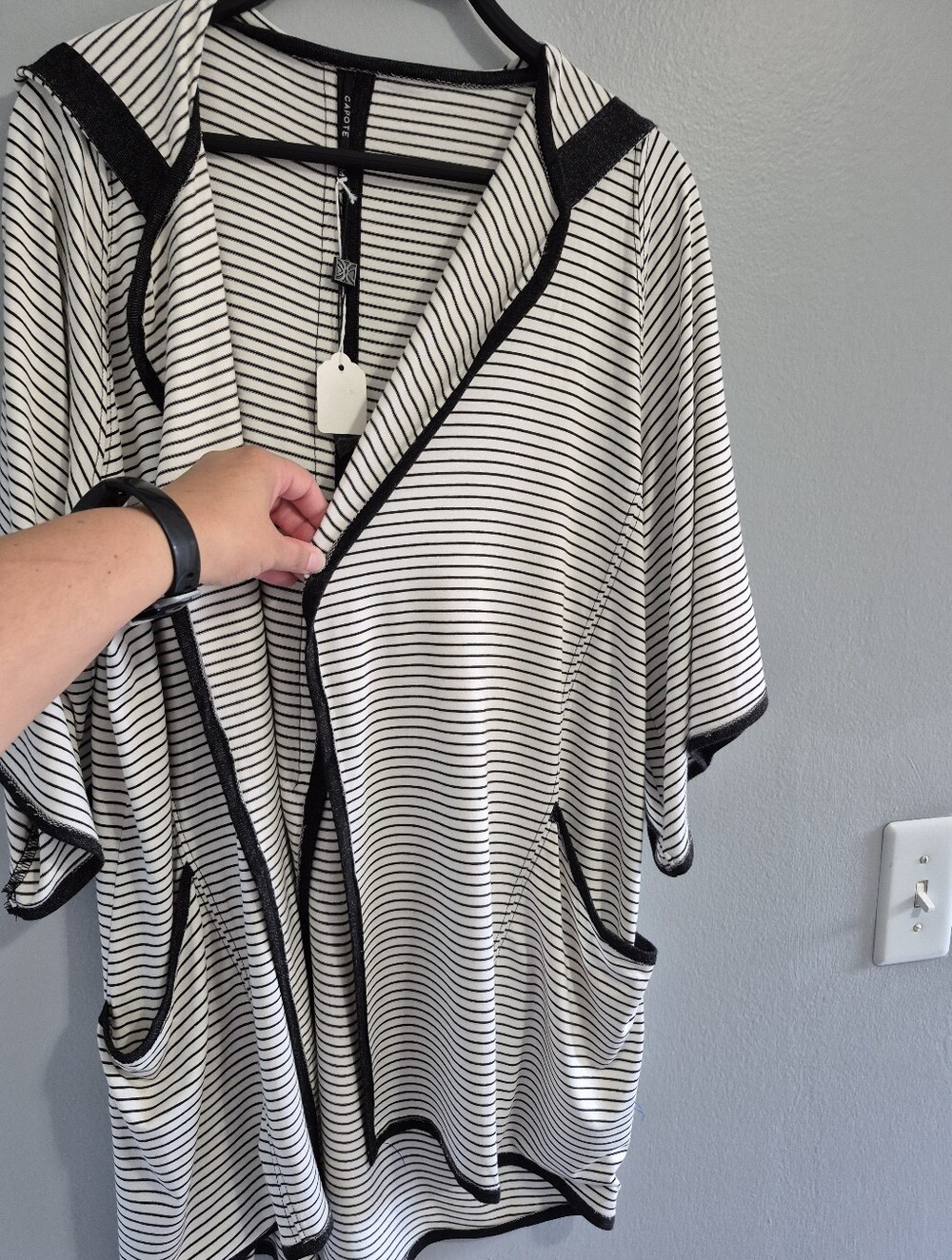 CAPOTE Striped Open-Front art to wear Laganlook long sleeve Cardigan Medium NWT - Picture 2 of 10